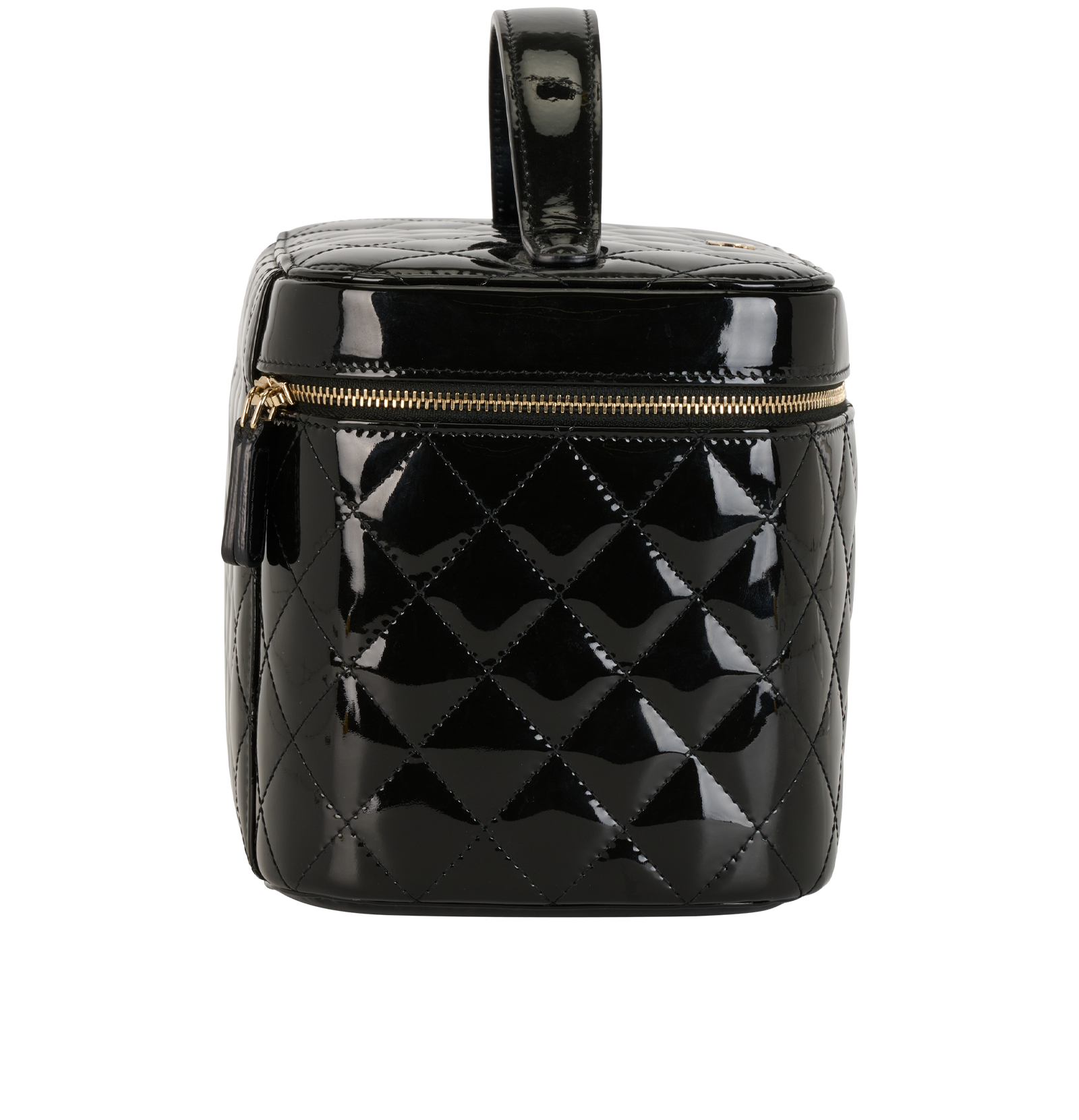 Chanel Top Handle Vanity, &pound;2,100, Accessories, Black, Patent Leather, Side view